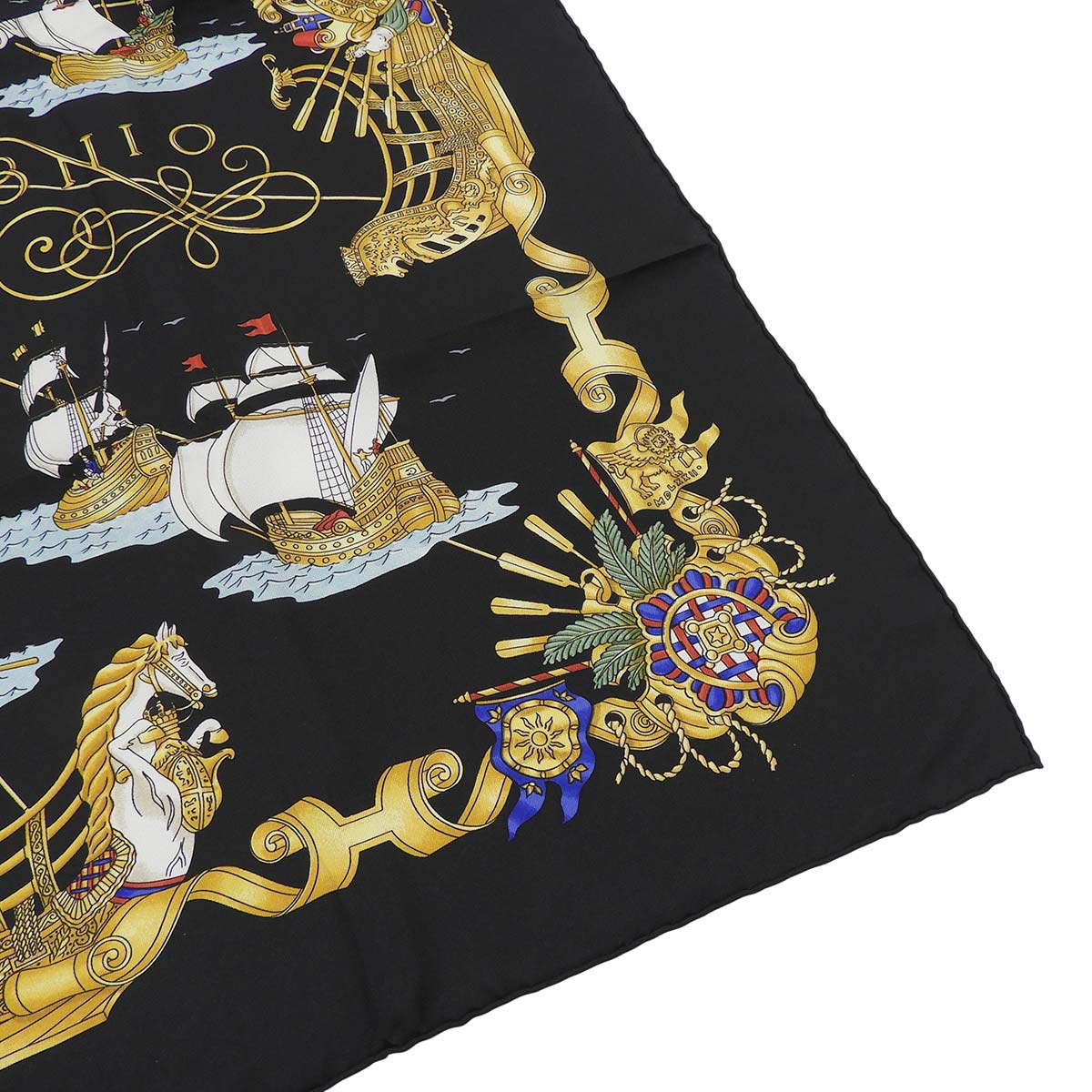 エルメス HERMES カレ90 VOILES DE LUMIERE 光の帆船 スカーフ シルク ブラック×マルチカラー レディース 4766