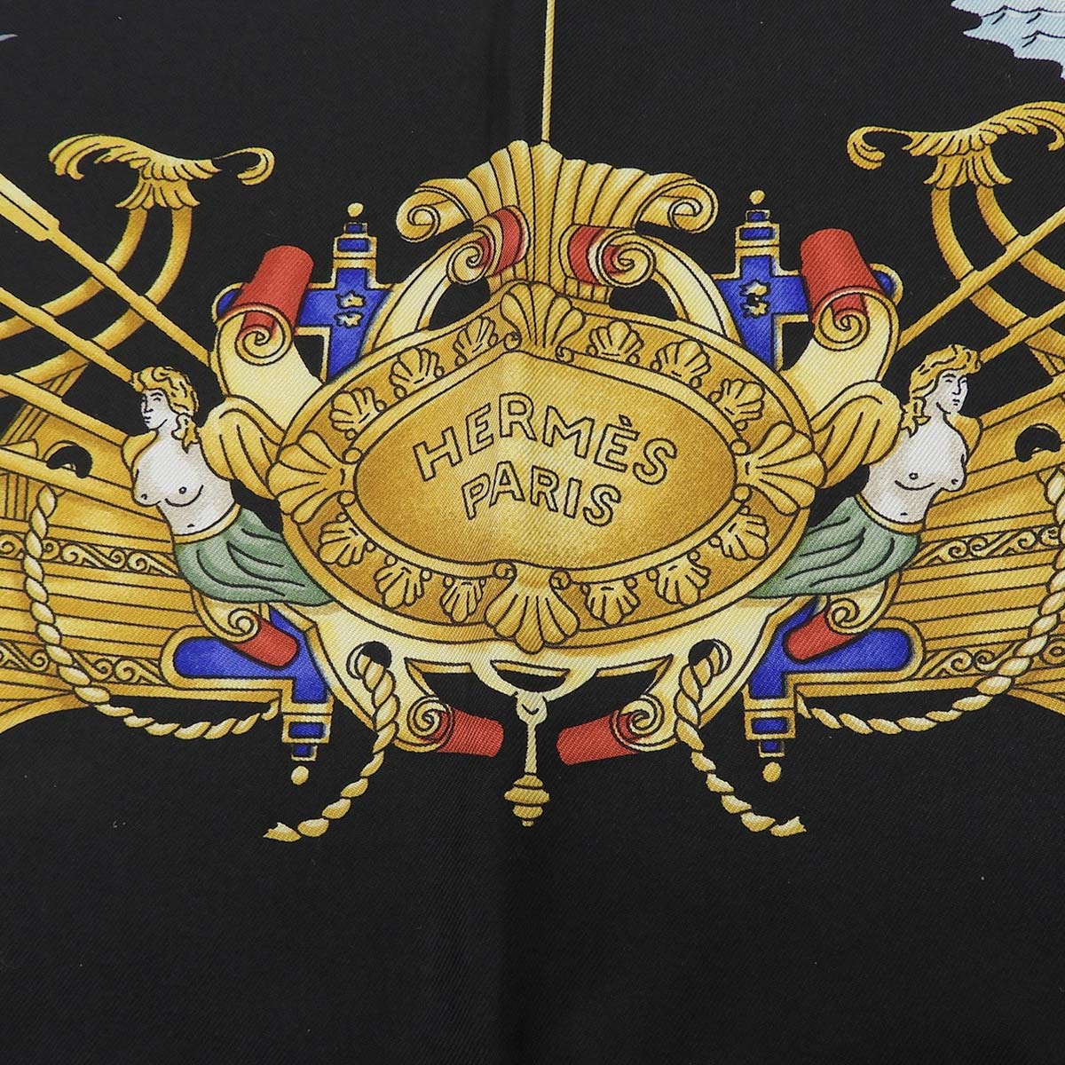 エルメス HERMES カレ90 VOILES DE LUMIERE 光の帆船 スカーフ シルク ブラック×マルチカラー レディース 4766