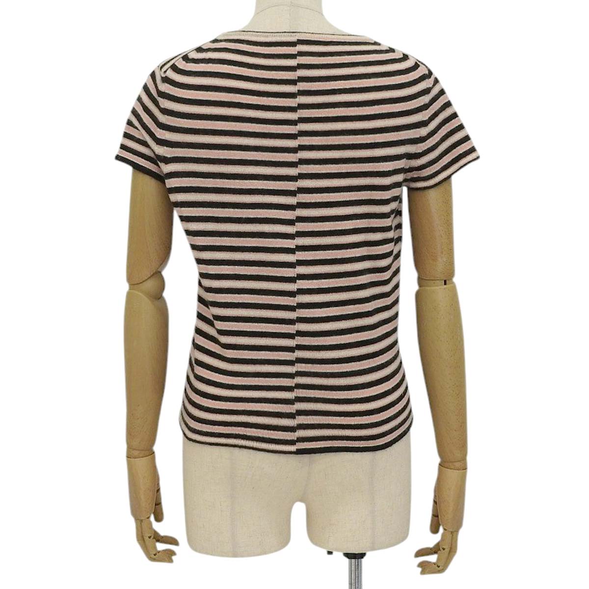 シャネル CHANEL 半袖 ボーダー ニット カシミア ピンク×ブラック 38 レディース 4611