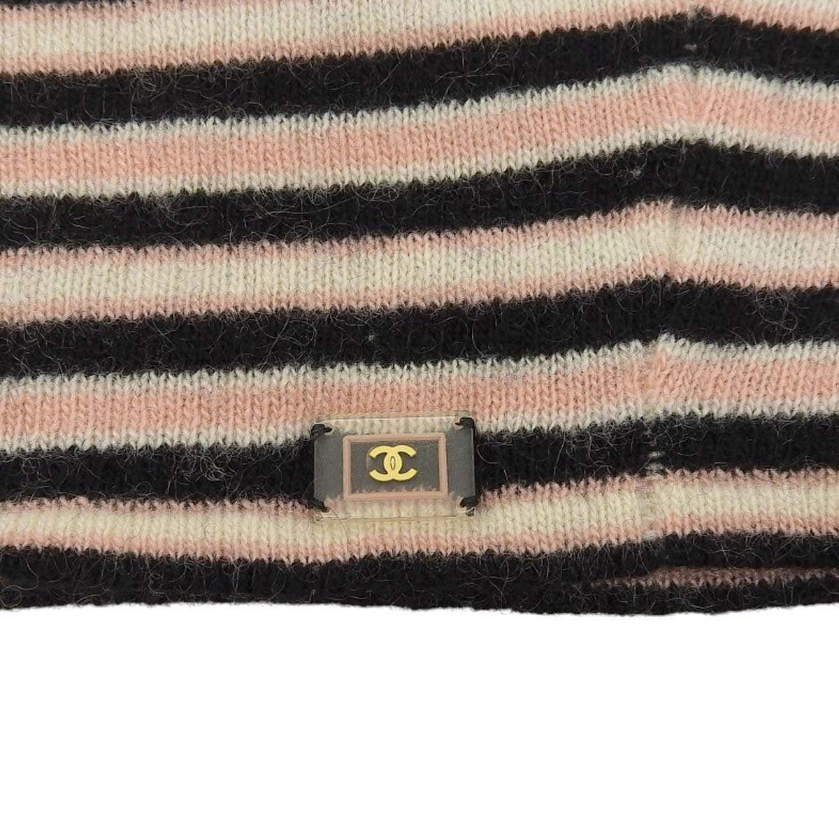 シャネル CHANEL 半袖 ボーダー ニット カシミア ピンク×ブラック 38 レディース 4611