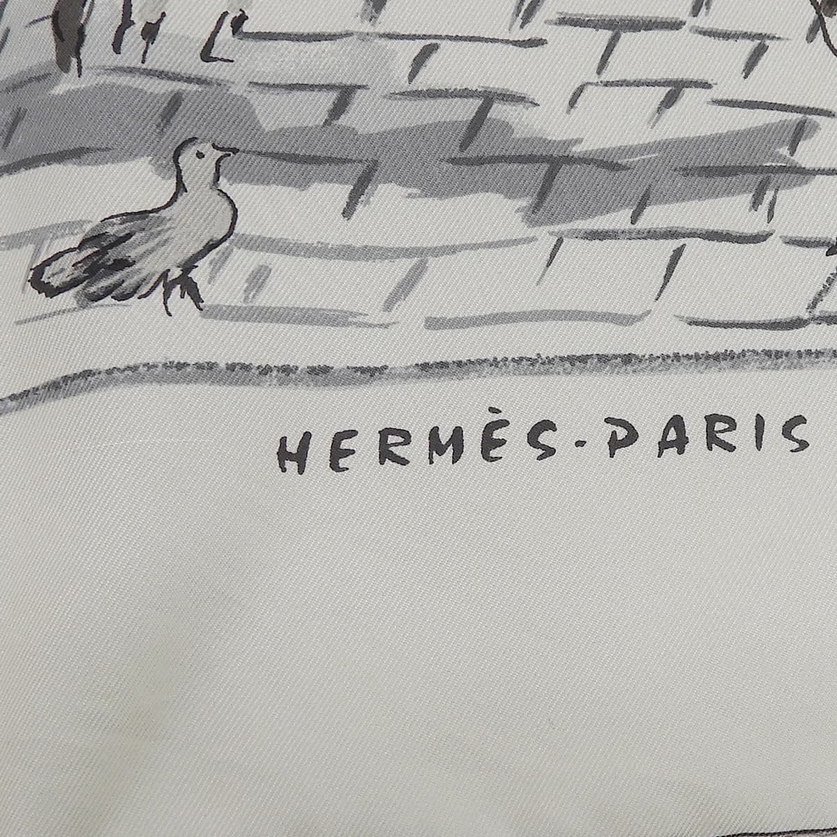 エルメス HERMES カレ90 CLERC クレール 厩舎 馬 競走馬 スカーフ シルク ホワイト×マルチカラー レディース 4767