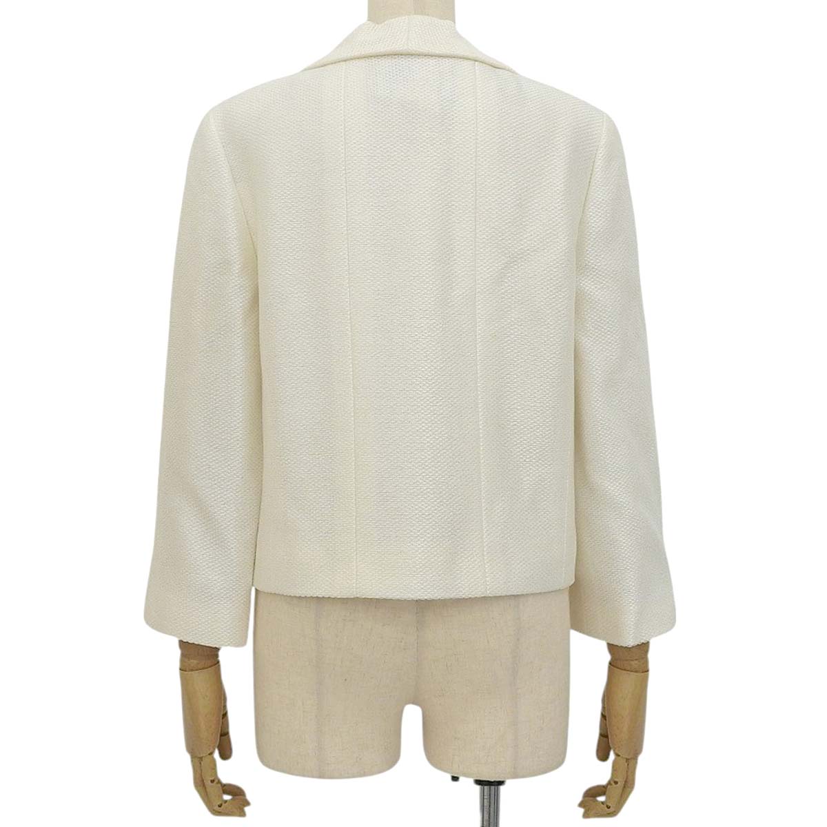 シャネル CHANEL ジャケット 1つボタン コットン ホワイト 40 レディース 4612