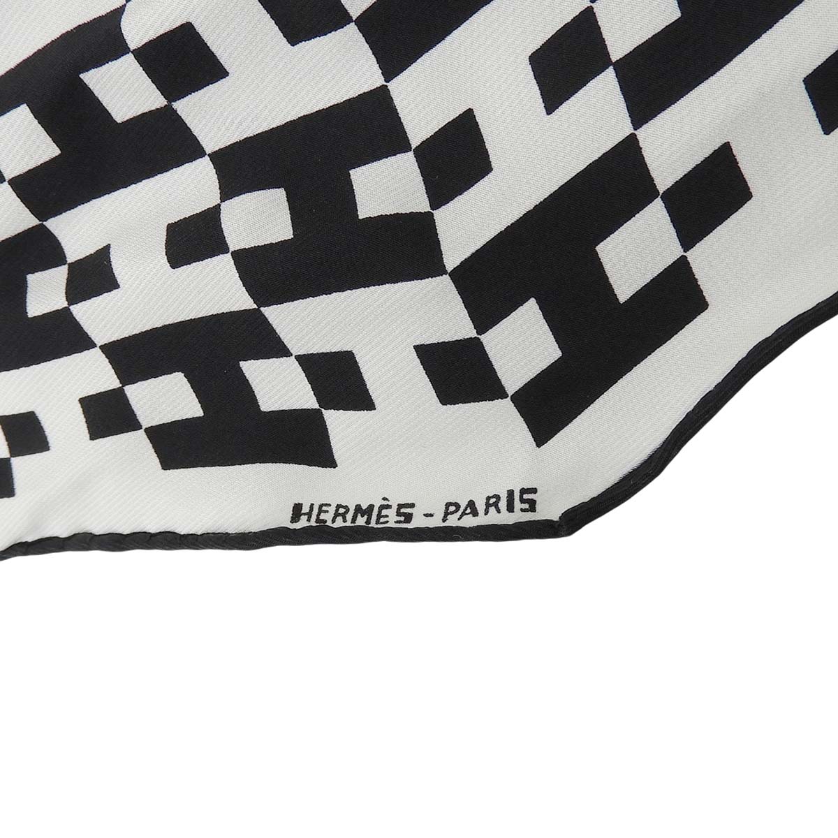 エルメス HERMES スカーフ ロサンジュ ひし形 H柄 ジャガード織り シルク ホワイト×ブラック レディース 4768