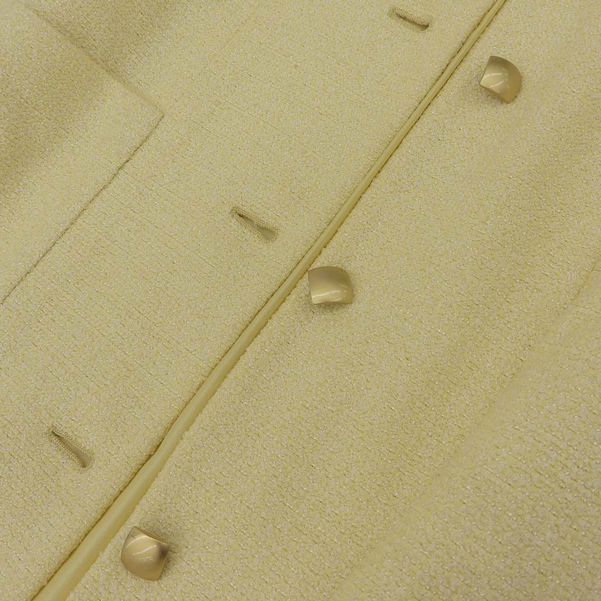 シャネル CHANEL ツイード ジャケット コート スクエアボタン コットン ウール ナイロン クリーム 36 レディース 4613