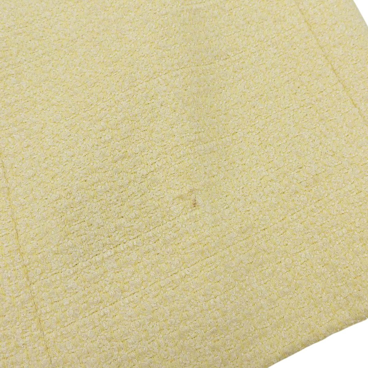 シャネル CHANEL ツイード ジャケット コート スクエアボタン コットン ウール ナイロン クリーム 36 レディース 4613