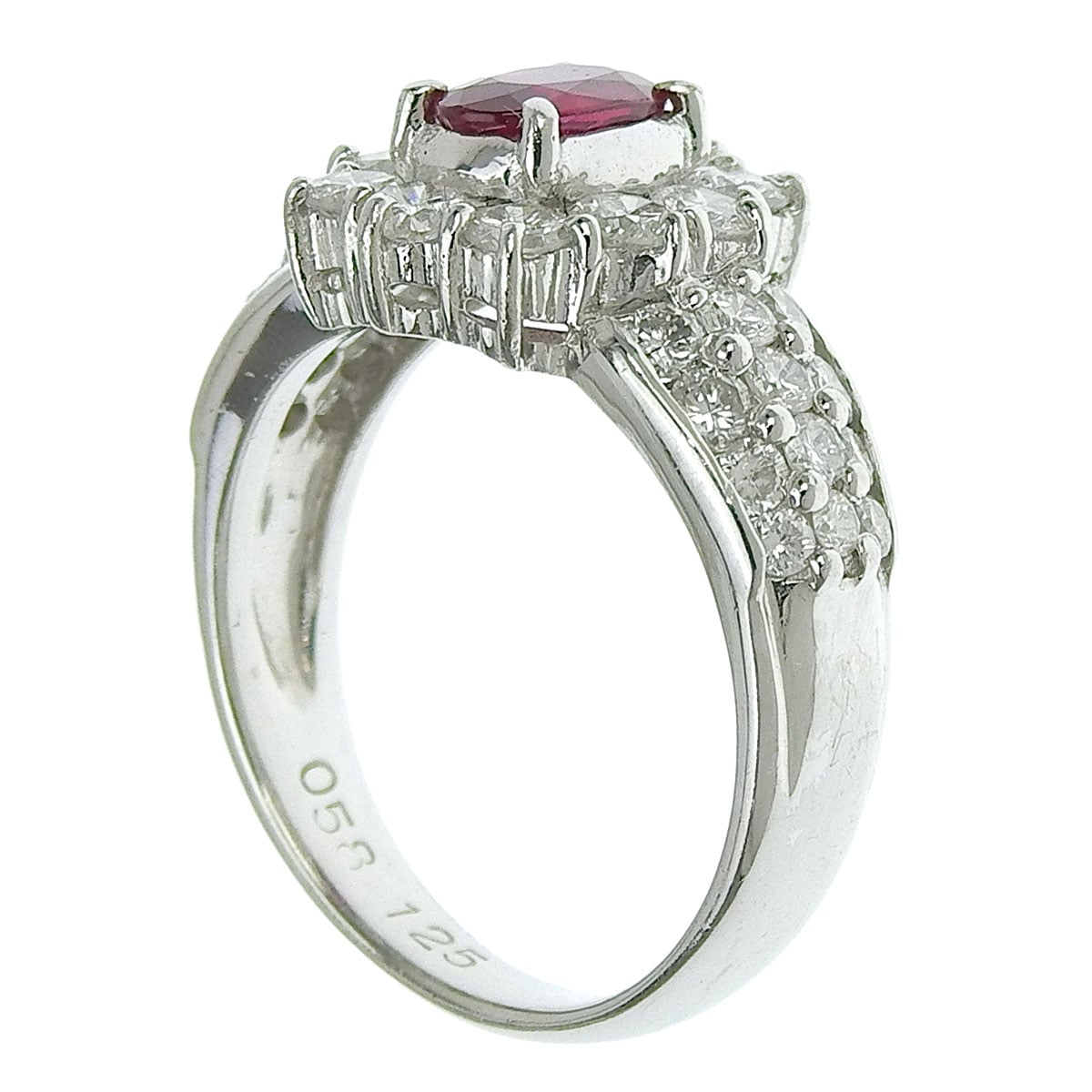 Pt900 プラチナ ルビー0.58ct ダイヤモンド1.25ct リング 指輪 10.5号 レディース 4085