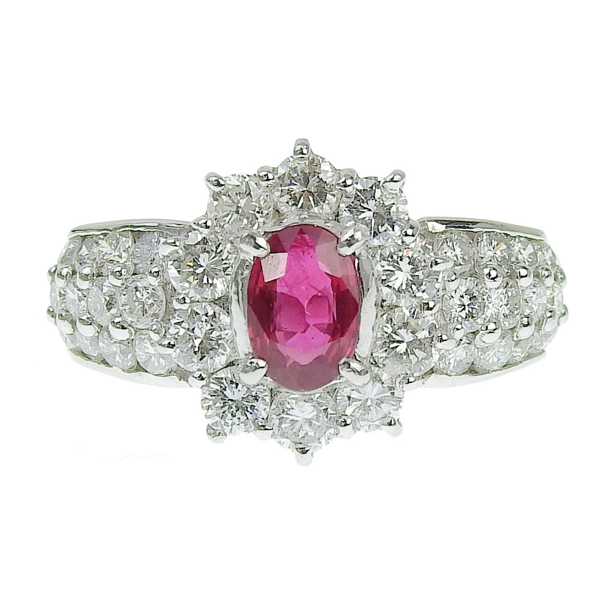 Pt900 プラチナ ルビー0.58ct ダイヤモンド1.25ct リング 指輪 10.5号 レディース 4085