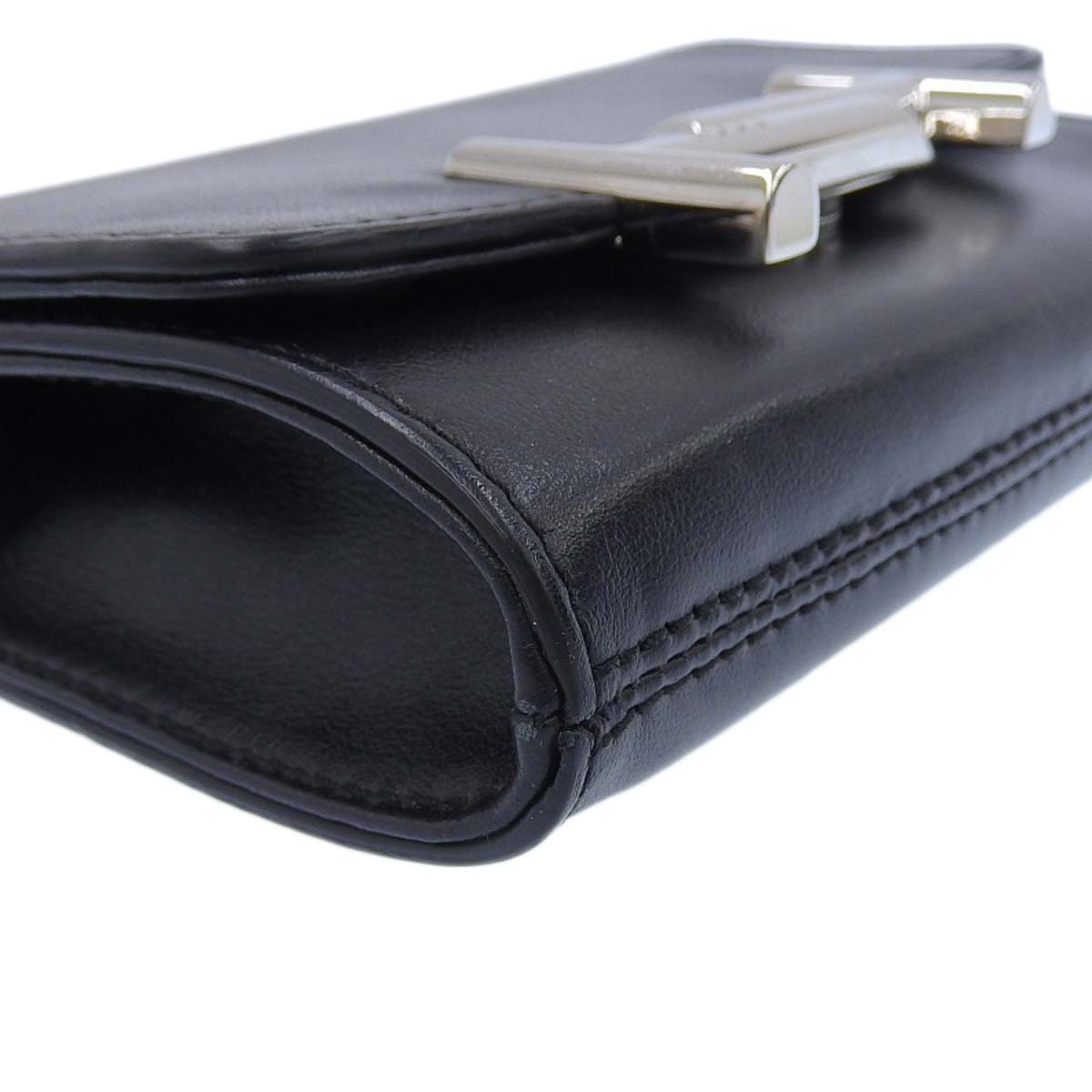 トッズ TOD'S ダブルT ショルダーバッグ ポシェット レザー シルバー金具 ブラック レディース 4511