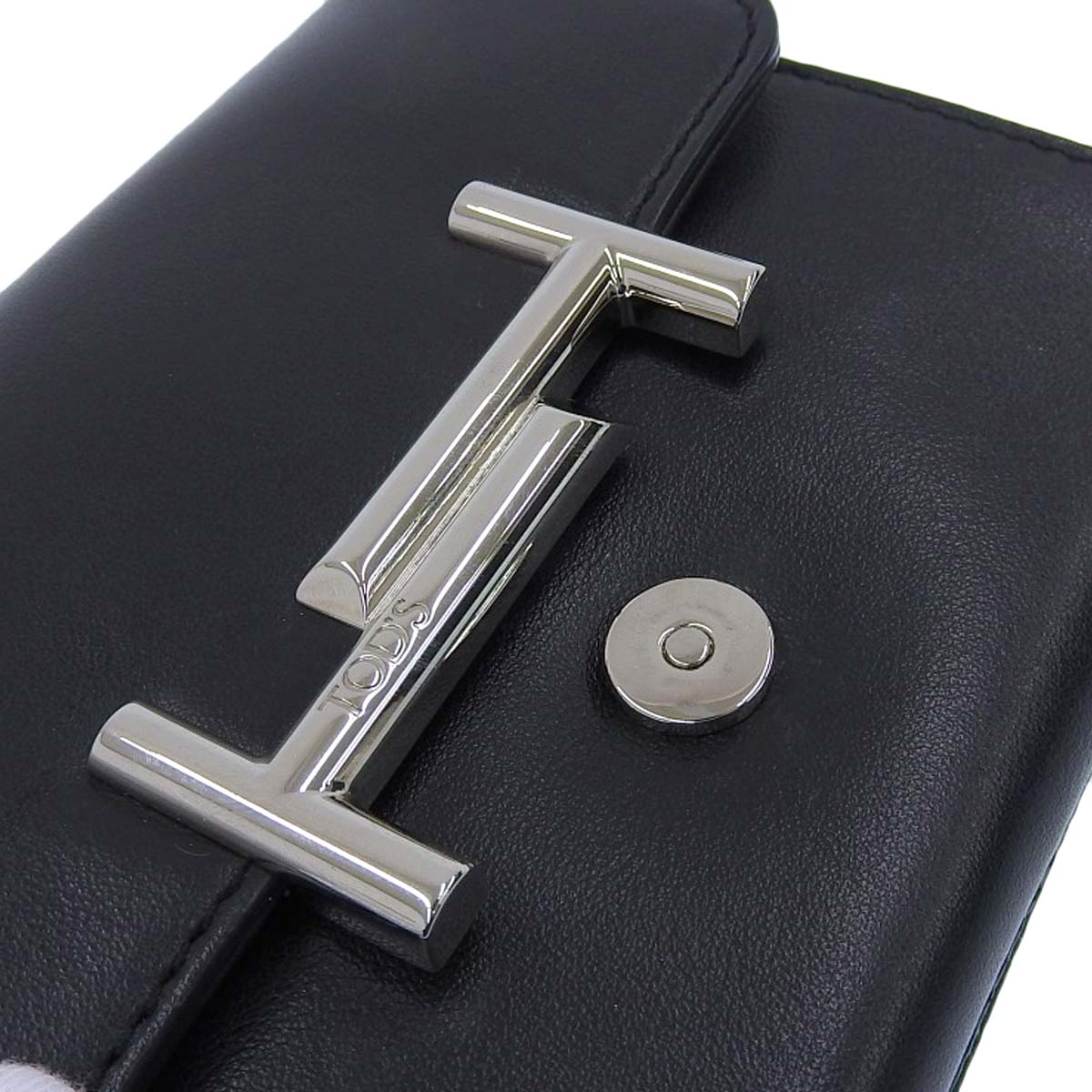 トッズ TOD'S ダブルT ショルダーバッグ ポシェット レザー シルバー金具 ブラック レディース 4511