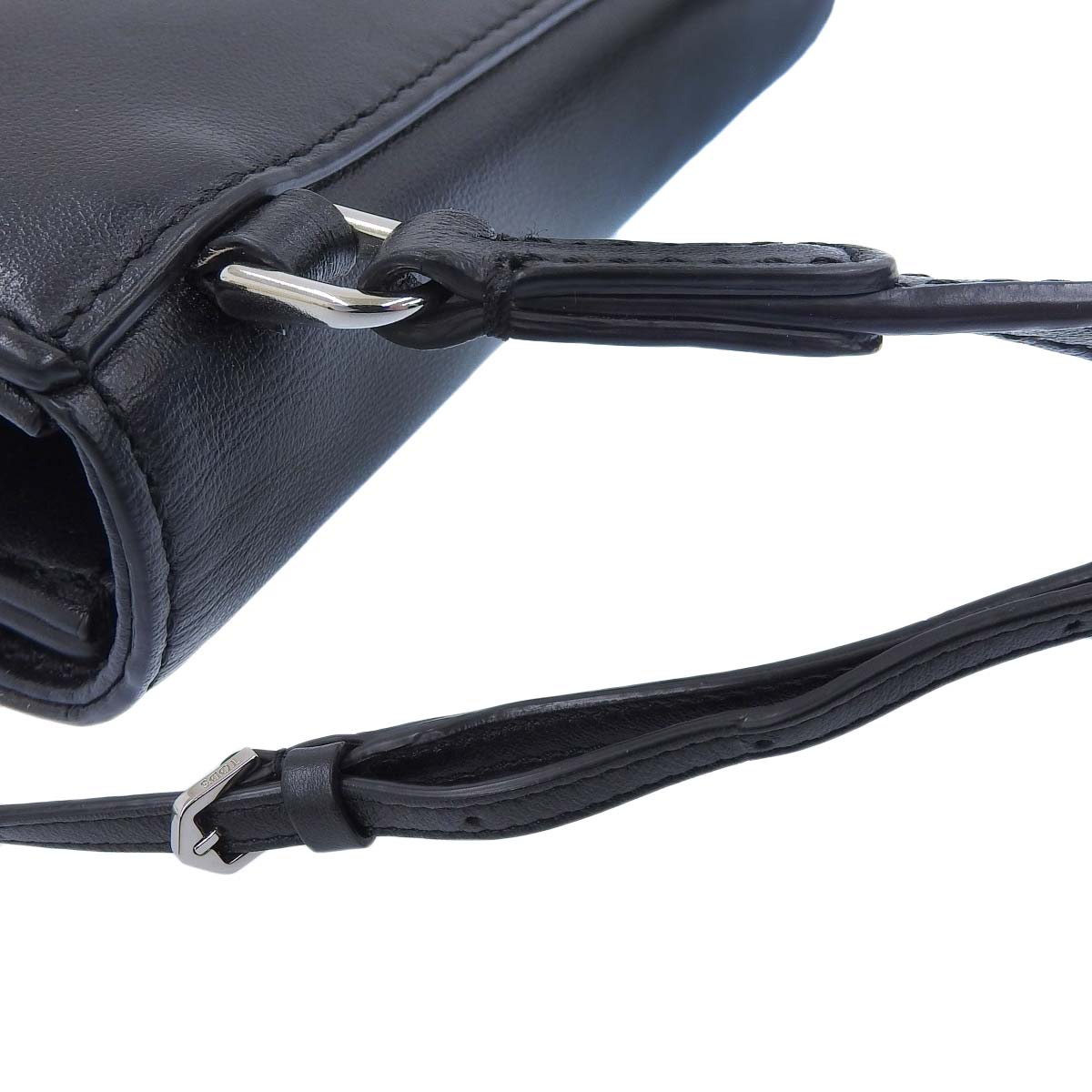 トッズ TOD'S ダブルT ショルダーバッグ ポシェット レザー シルバー金具 ブラック レディース 4511