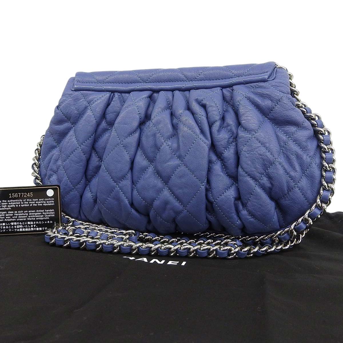 シャネル CHANEL アラウンドチェーンショルダー ショルダーバッグ ココマーク ラムスキン ブルー レディース 15番台 4614