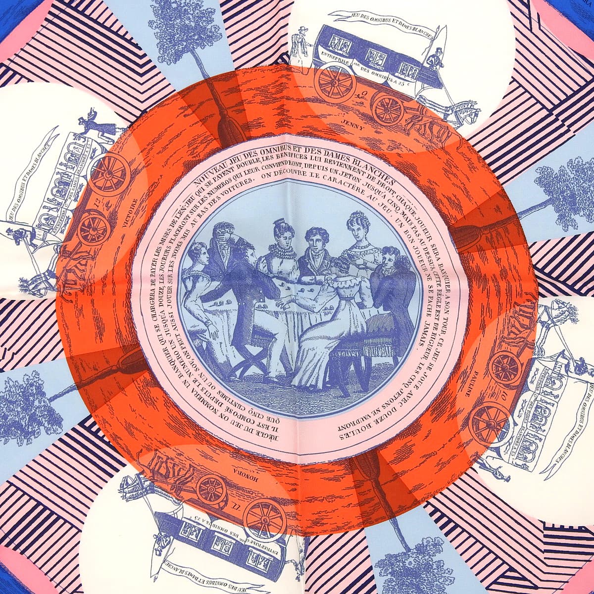 エルメス HERMES カレ90 オムニバスゲームと白い貴婦人 スカーフ シルク マルチカラー レディース 4680