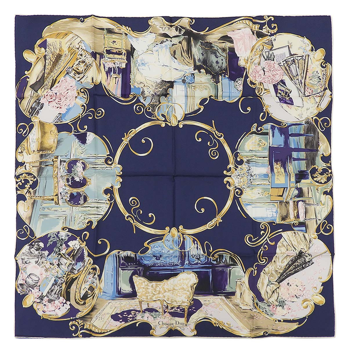 ディオール DIOR スカーフ ヴィンテージ バラ ピアノ ベッド 鏡 椅子