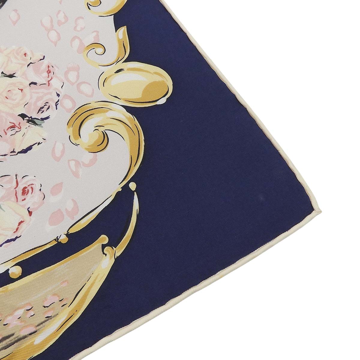 ディオール DIOR スカーフ ヴィンテージ バラ ピアノ ベッド 鏡 椅子 香水 シルク ネイビー×マルチカラー レディース 4770