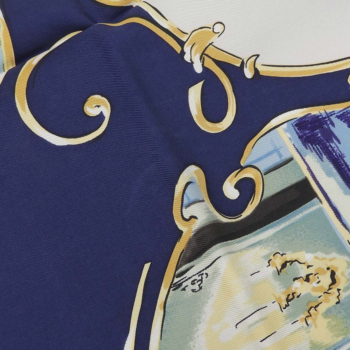 ディオール DIOR スカーフ ヴィンテージ バラ ピアノ ベッド 鏡 椅子 香水 シルク ネイビー×マルチカラー レディース 4770