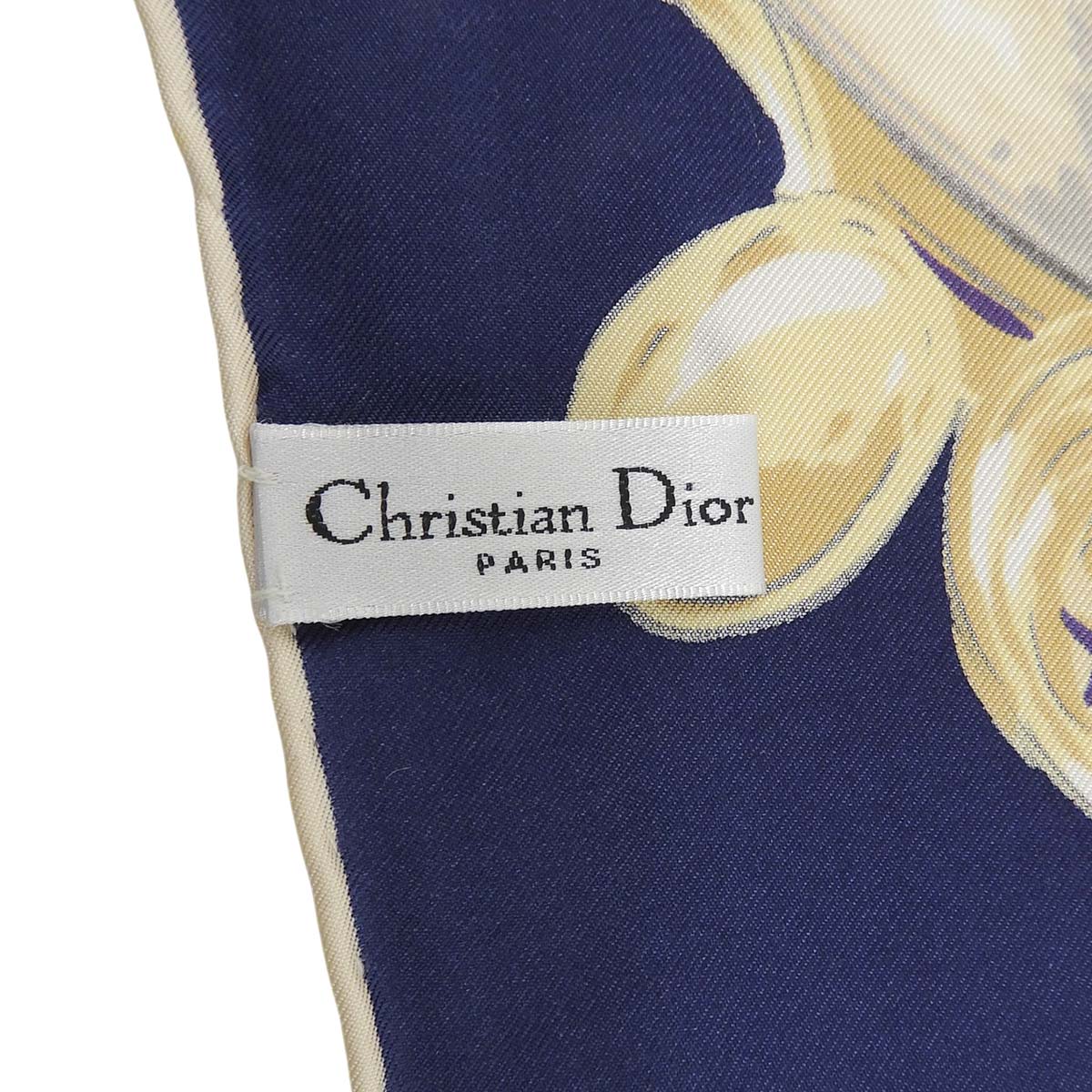 ディオール DIOR スカーフ ヴィンテージ バラ ピアノ ベッド 鏡 椅子 香水 シルク ネイビー×マルチカラー レディース 4770