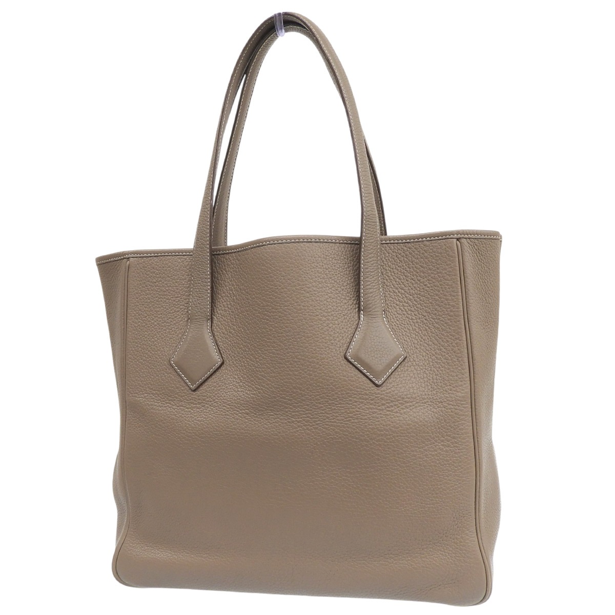 エルメス HERMES ヴィクトリアカバス32 トートバッグ 型押しレザー グレージュ レディース □K刻印 2007年 4847