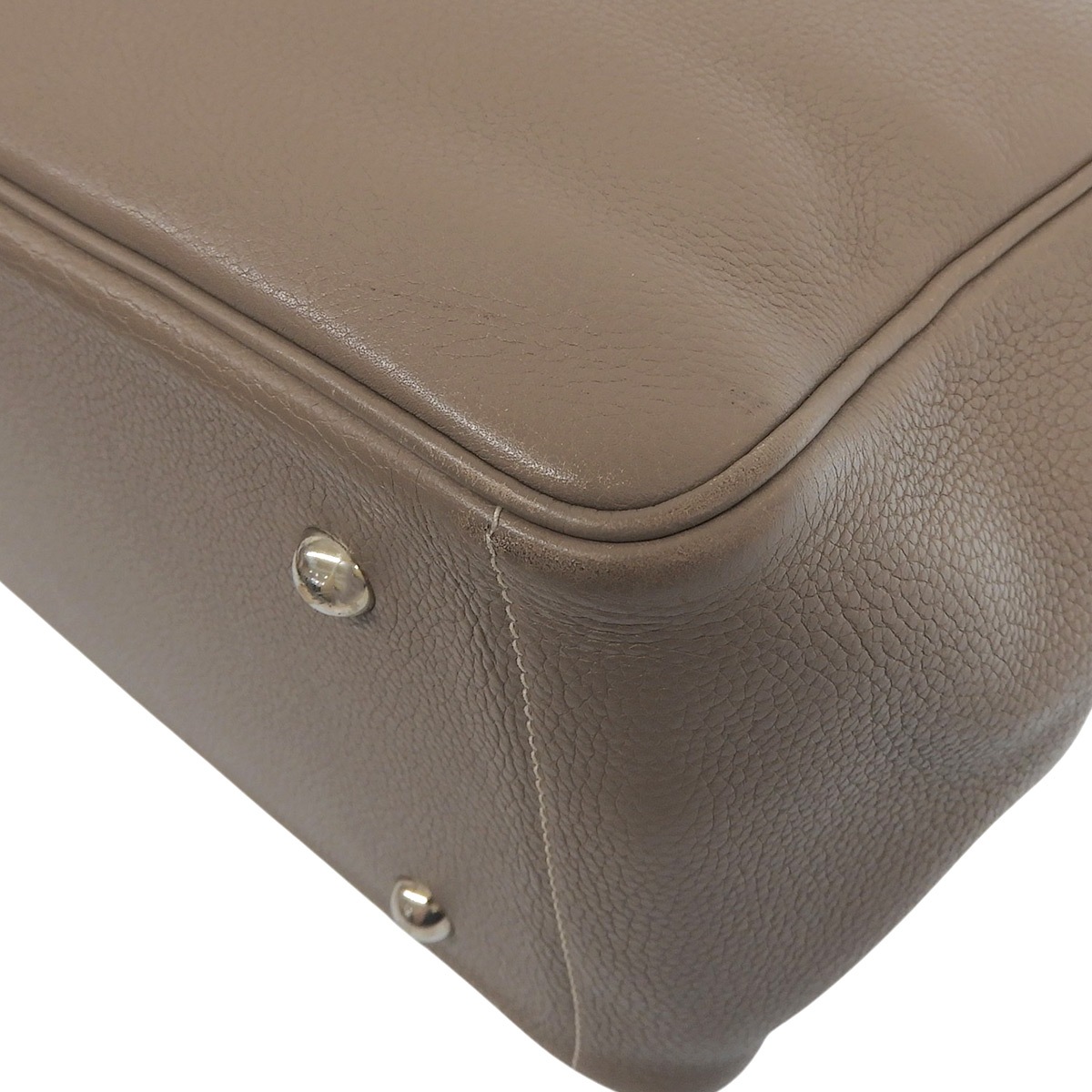 エルメス HERMES ヴィクトリアカバス32 トートバッグ 型押しレザー グレージュ レディース □K刻印 2007年 4847
