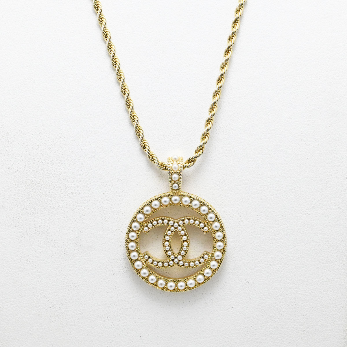 シャネル CHANEL 22A ココマーク フェイクパール ココマーク ラウンド ネックレス レディース  3448