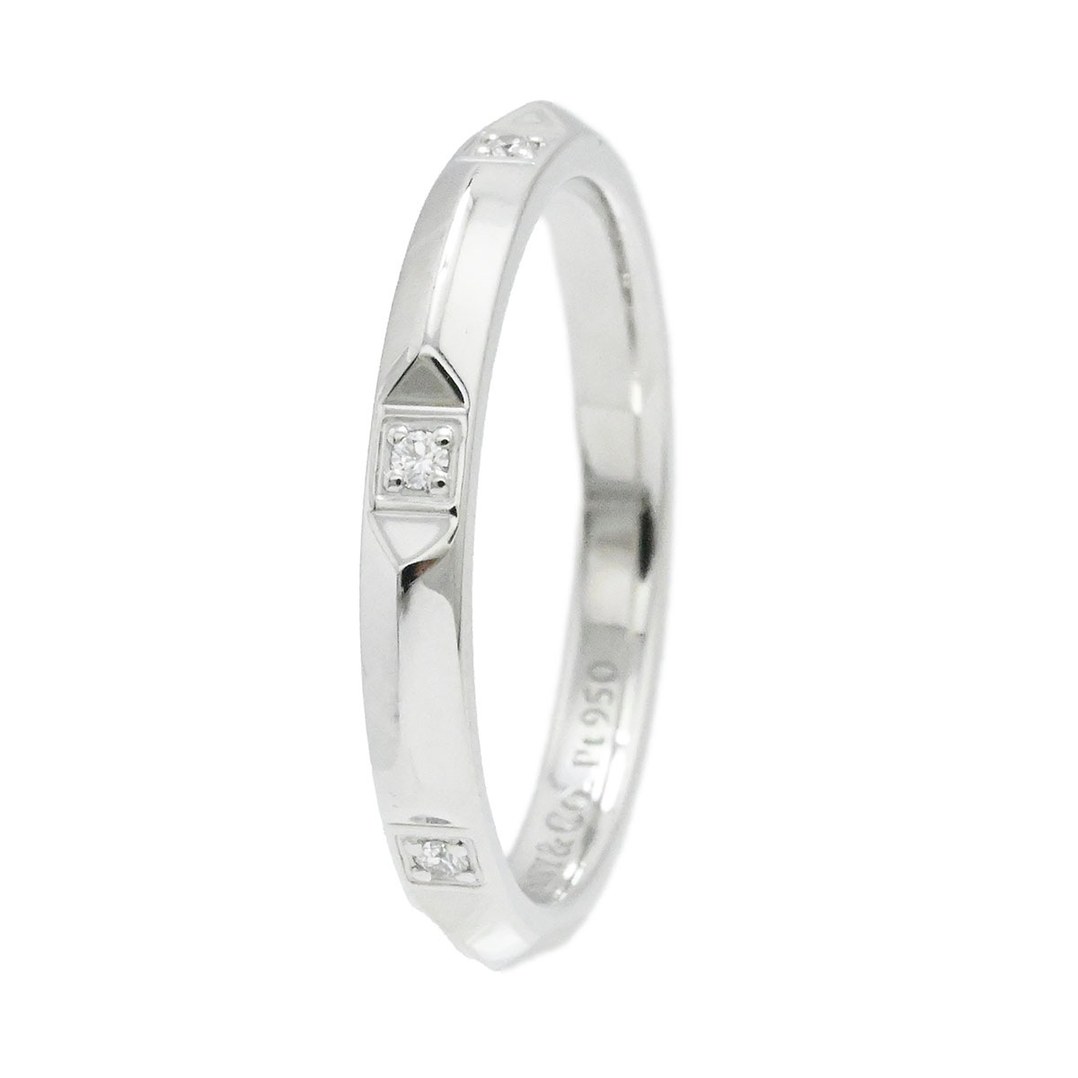 ティファニー TIFFANY & Co. Pt950 プラチナ ダイヤモンド トゥルーバンドリング レディース サイズ17号  3818