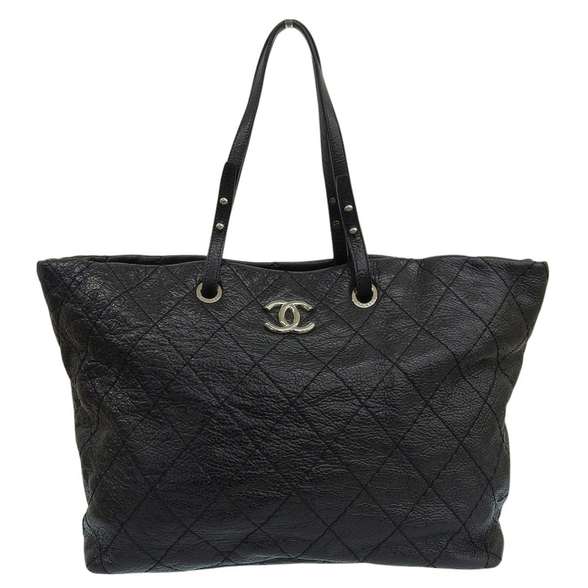 シャネル CHANEL オンザロード トートバッグ ココマーク レザー ブラック レディース 13番台 4615