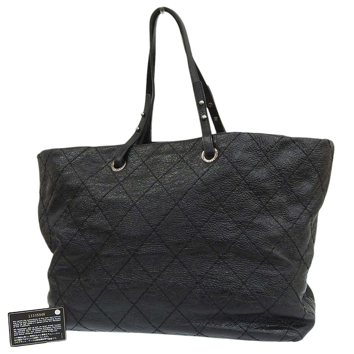 シャネル CHANEL オンザロード トートバッグ ココマーク レザー ブラック レディース 13番台 4615