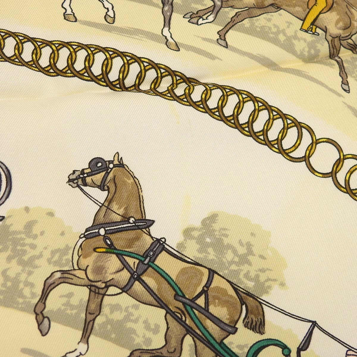 エルメス HERMES カレ90 ロンシャンへの散歩 馬車 スカーフ シルク ライトブルー×マルチカラー レディース 4682