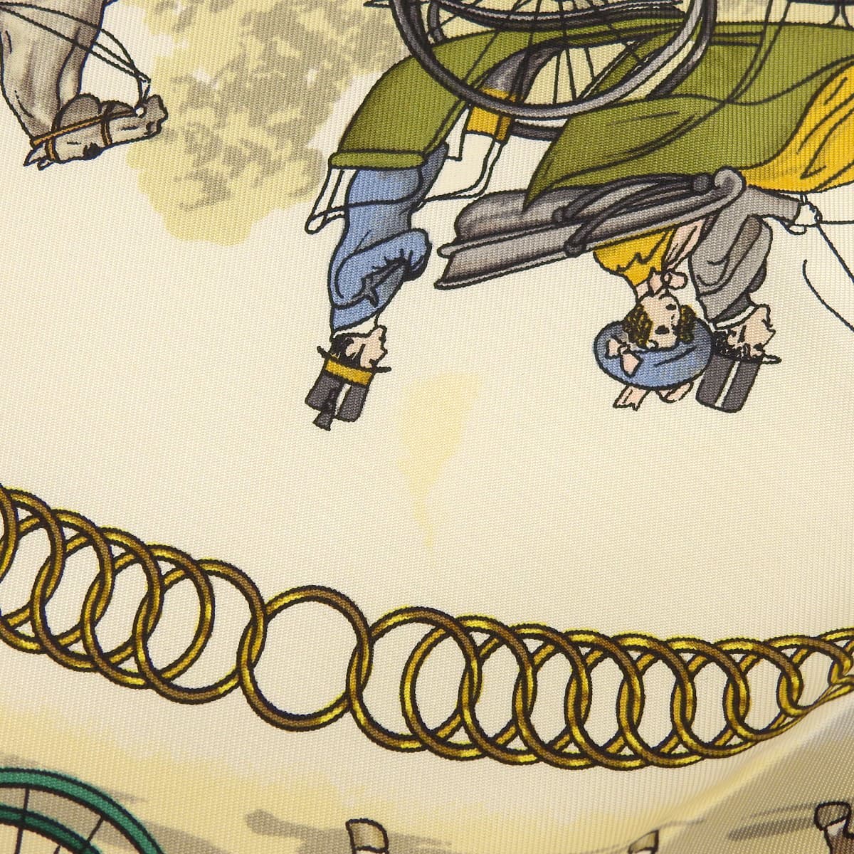 エルメス HERMES カレ90 ロンシャンへの散歩 馬車 スカーフ シルク ライトブルー×マルチカラー レディース 4682