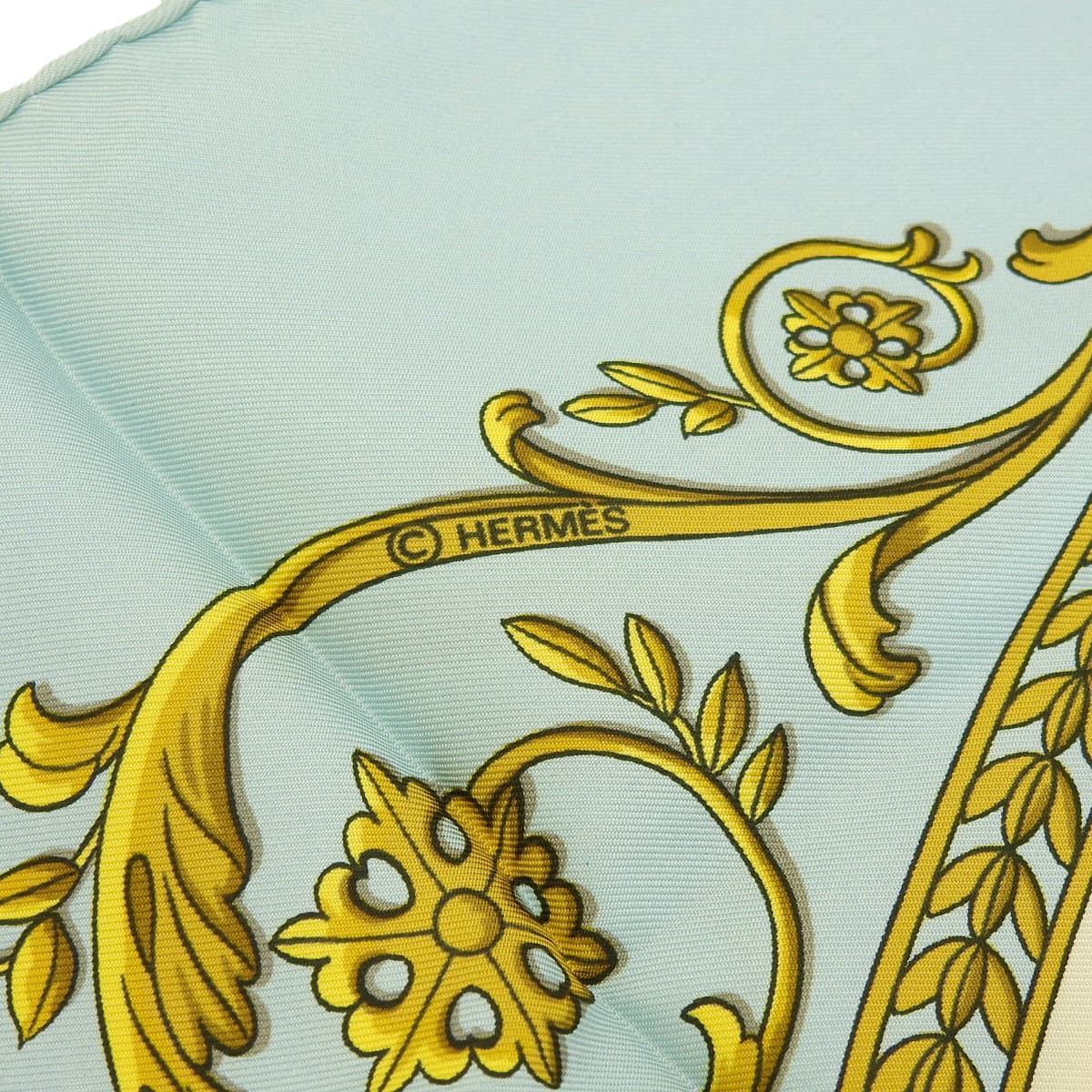 エルメス HERMES カレ90 ロンシャンへの散歩 馬車 スカーフ シルク ライトブルー×マルチカラー レディース 4682