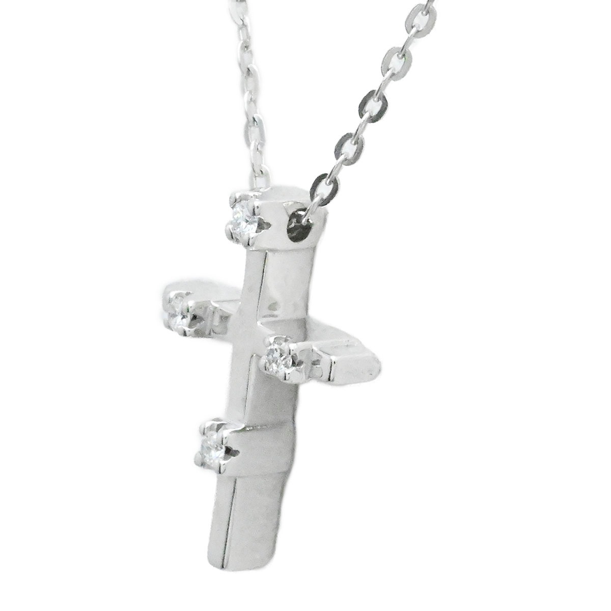 ダミアーニ DAMIANI K18WG 750WG ホワイトゴールド ミニ シンボリ ダイヤ　クロスネックレス  3964