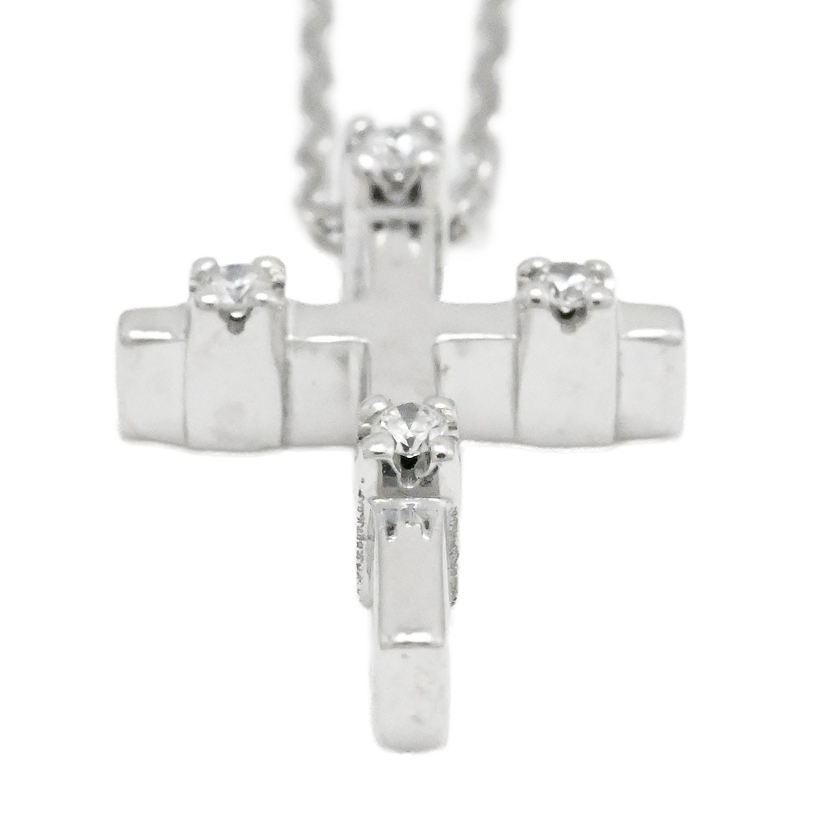 ダミアーニ DAMIANI K18WG 750WG ホワイトゴールド ミニ シンボリ ダイヤ　クロスネックレス  3964