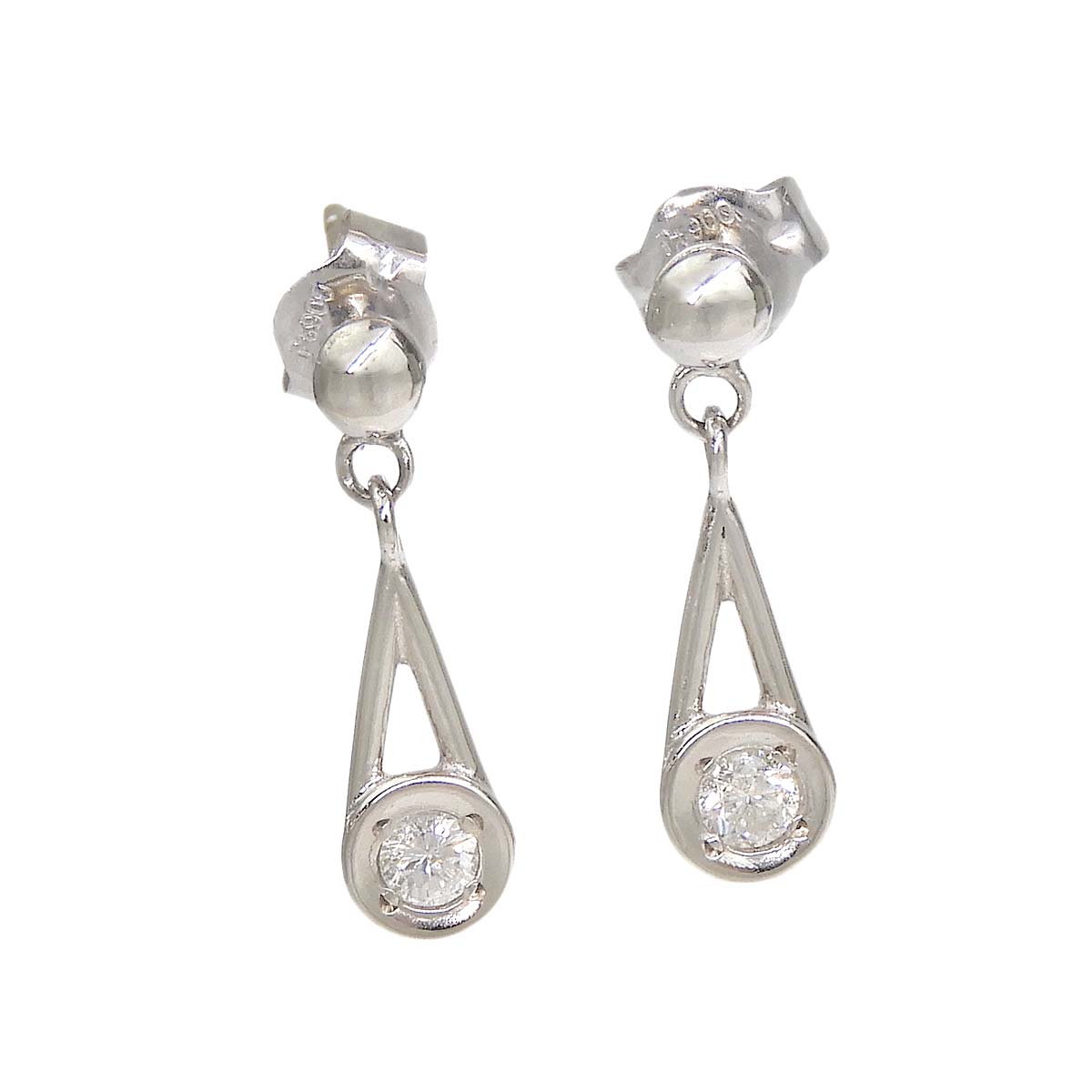 Pt900 プラチナ ダイヤモンド 0.05ct 0.05ct 雫 ピアス レディース  4772