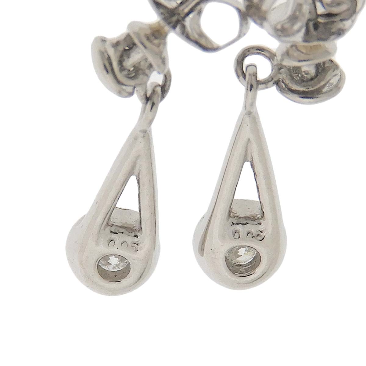 Pt900 プラチナ ダイヤモンド 0.05ct 0.05ct 雫 ピアス レディース  4772
