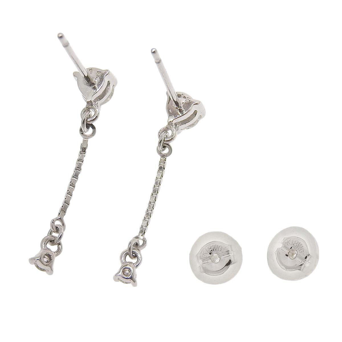 K18WG ダイヤモンド 0.15ct 0.15ct スイング ピアス レディース 揺れ 