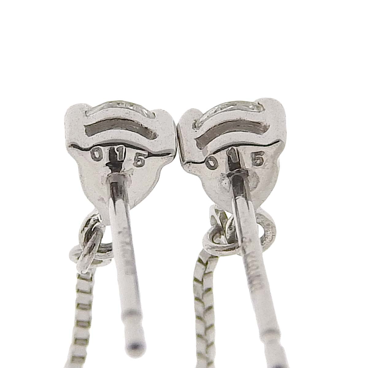 K18WG ダイヤモンド 0.15ct 0.15ct スイング ピアス レディース 揺れ 