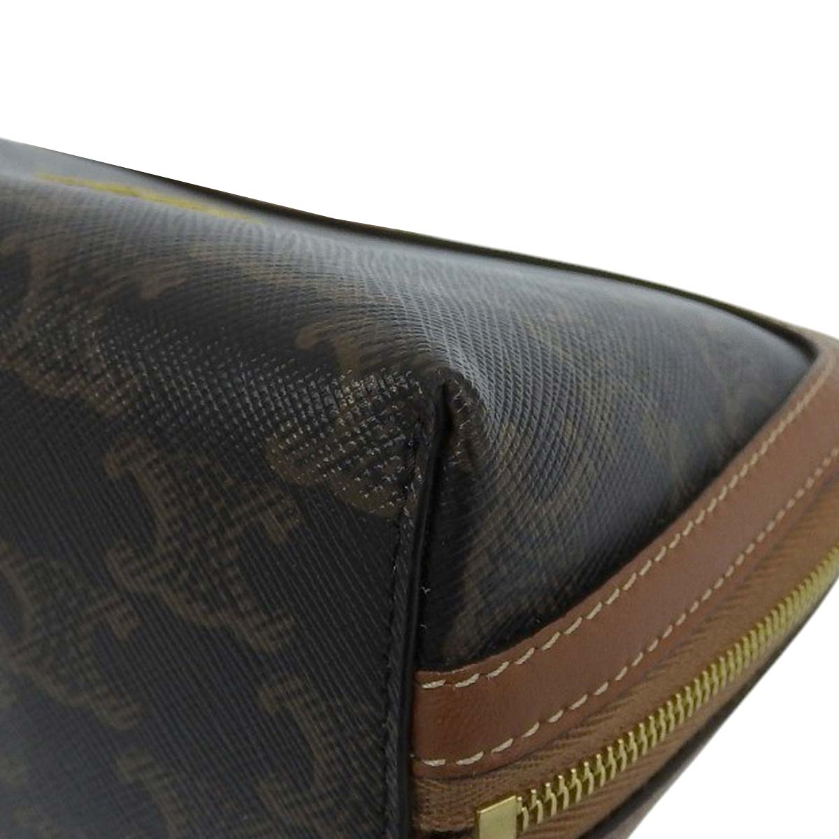 セリーヌ CELINE トリオンフ チェーンショルダーバッグ ロゴ刺繍  コーティングキャンバス ブラウン レディース  4617