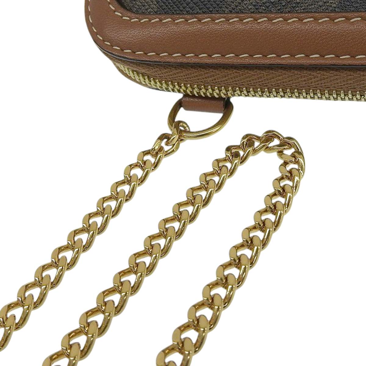 セリーヌ CELINE トリオンフ チェーンショルダーバッグ ロゴ刺繍  コーティングキャンバス ブラウン レディース  4617