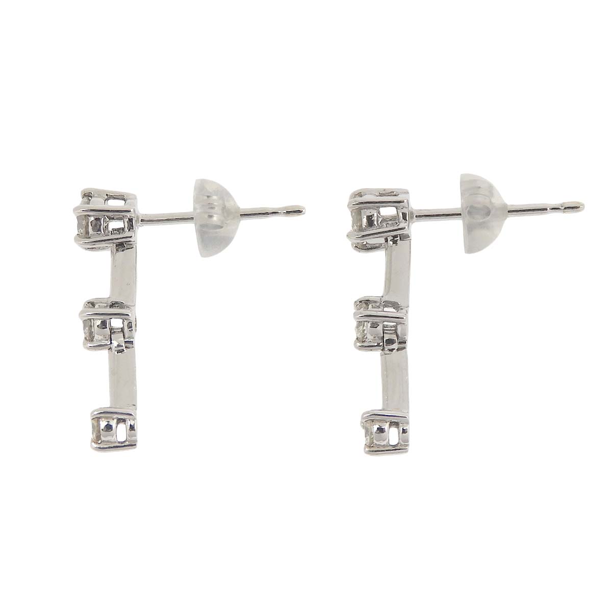 K18ＷＧ ホワイトゴールド ダイヤモンド 0.50ct カラーストーン 3連 ピアス レディース 4773