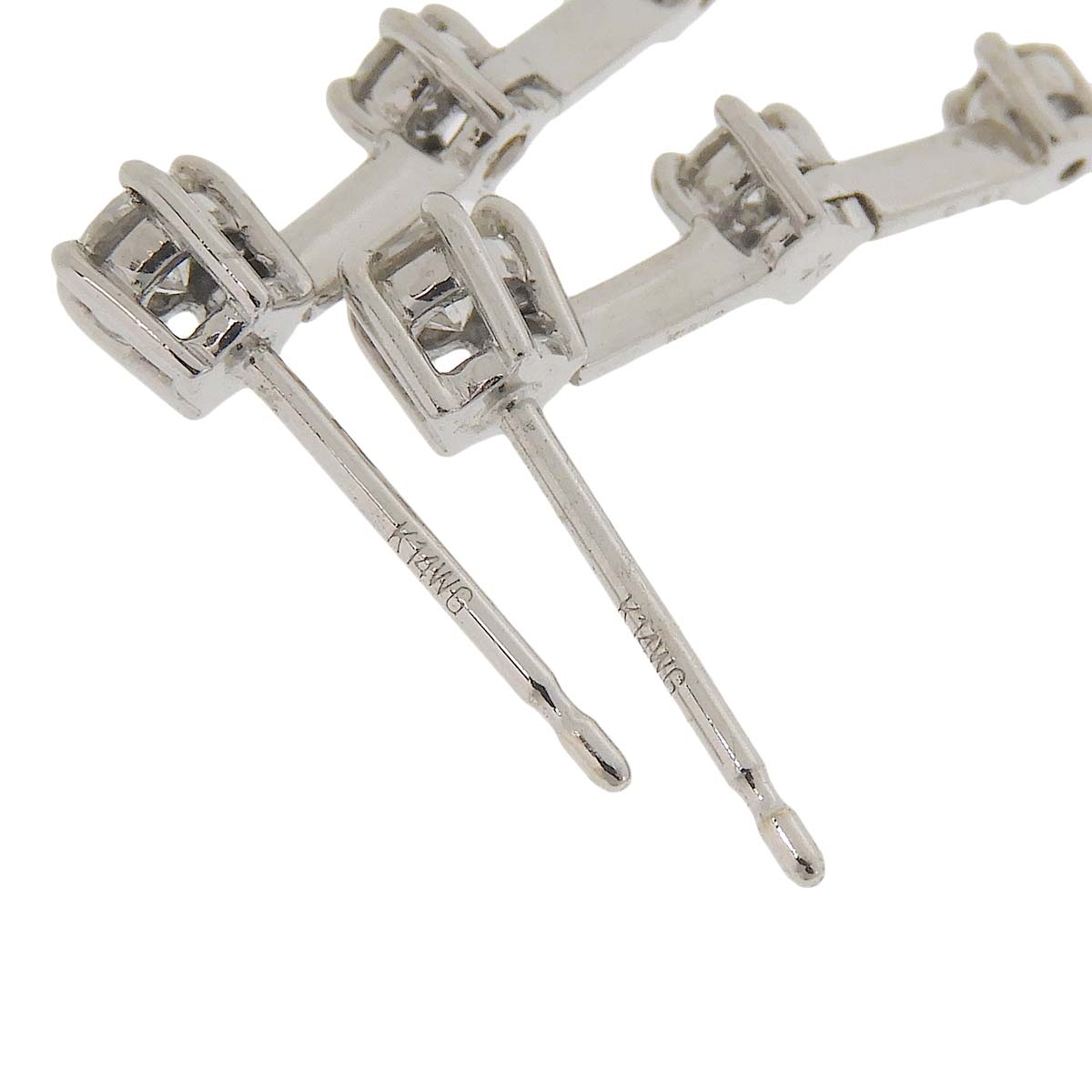K18ＷＧ ホワイトゴールド ダイヤモンド 0.50ct カラーストーン 3連 ピアス レディース 4773
