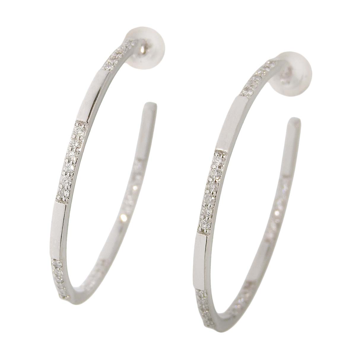 K18WG ダイヤモンド 0.25ct 0.25ct フープピアス レディース 4800 