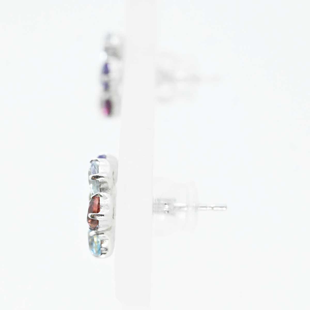 PT900 プラチナ マルチストーン ピアス レディース 3098