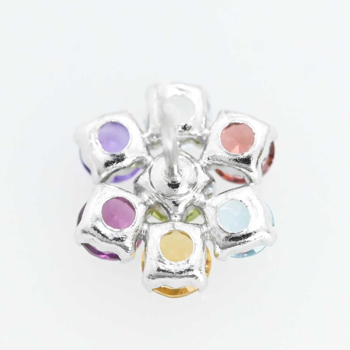 PT900 プラチナ マルチストーン ピアス レディース 3098