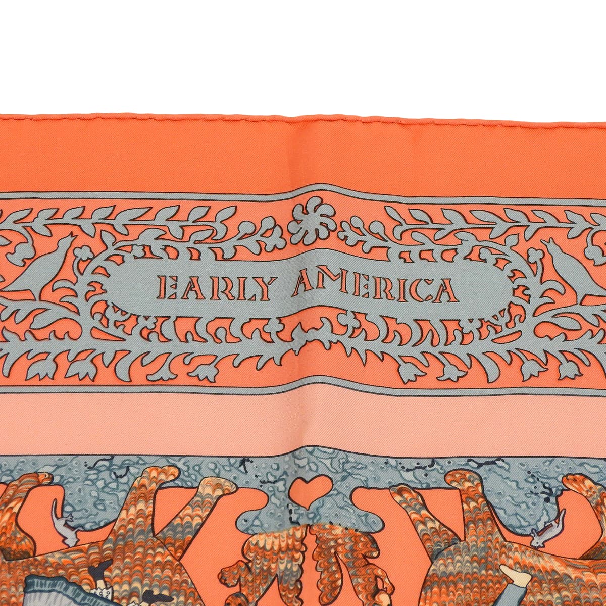 エルメス HERMES カレ90 EARLY AMERICA 古き良きアメリカ 動物 アニマル スカーフ シルク ピンク系×マルチカラー レディース 4684