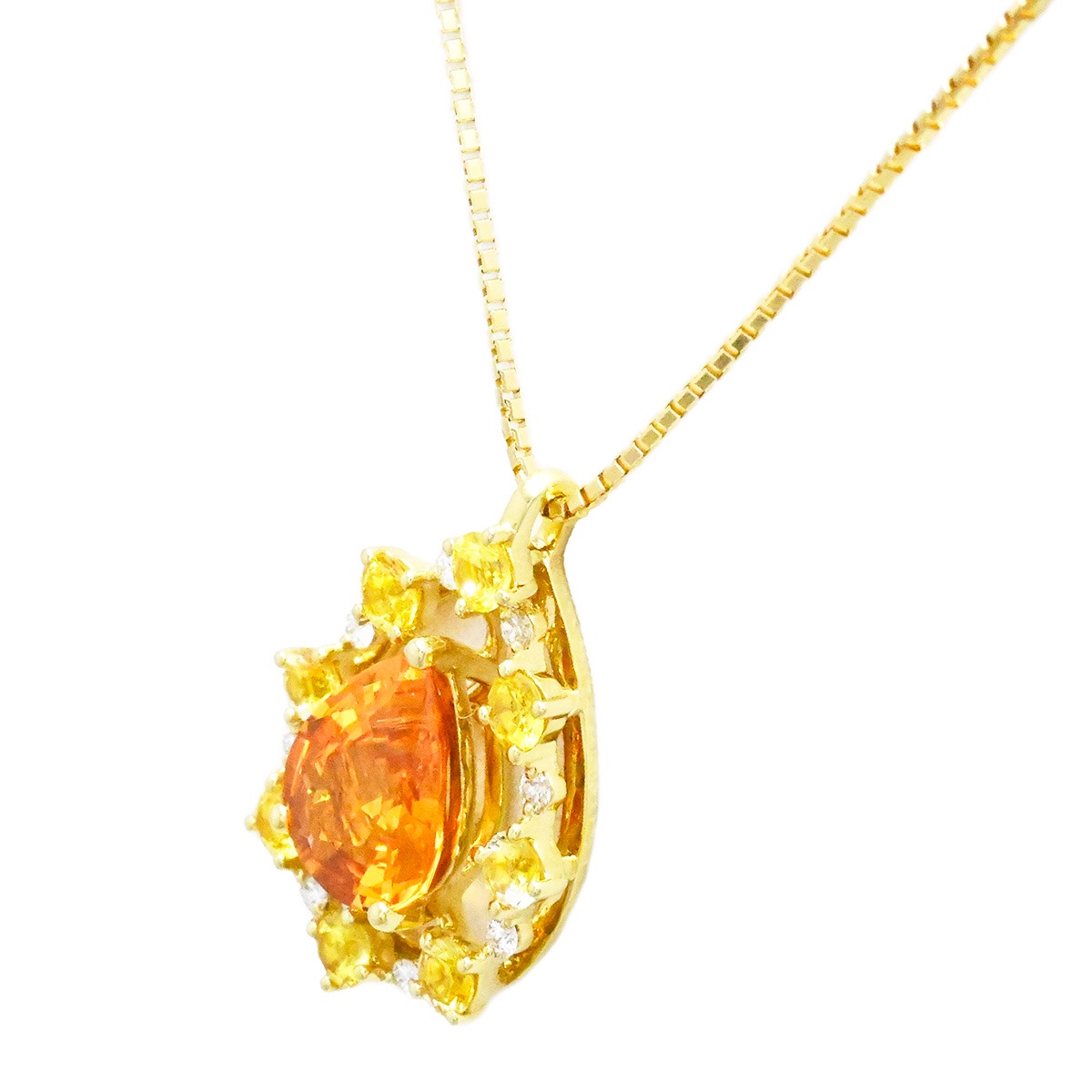 タサキ TASAKI K18YG イエローゴールド ガーネット1.73ct ダイヤ0.06ct ペアシェイプ ネックレス ペンダント レディース  2125