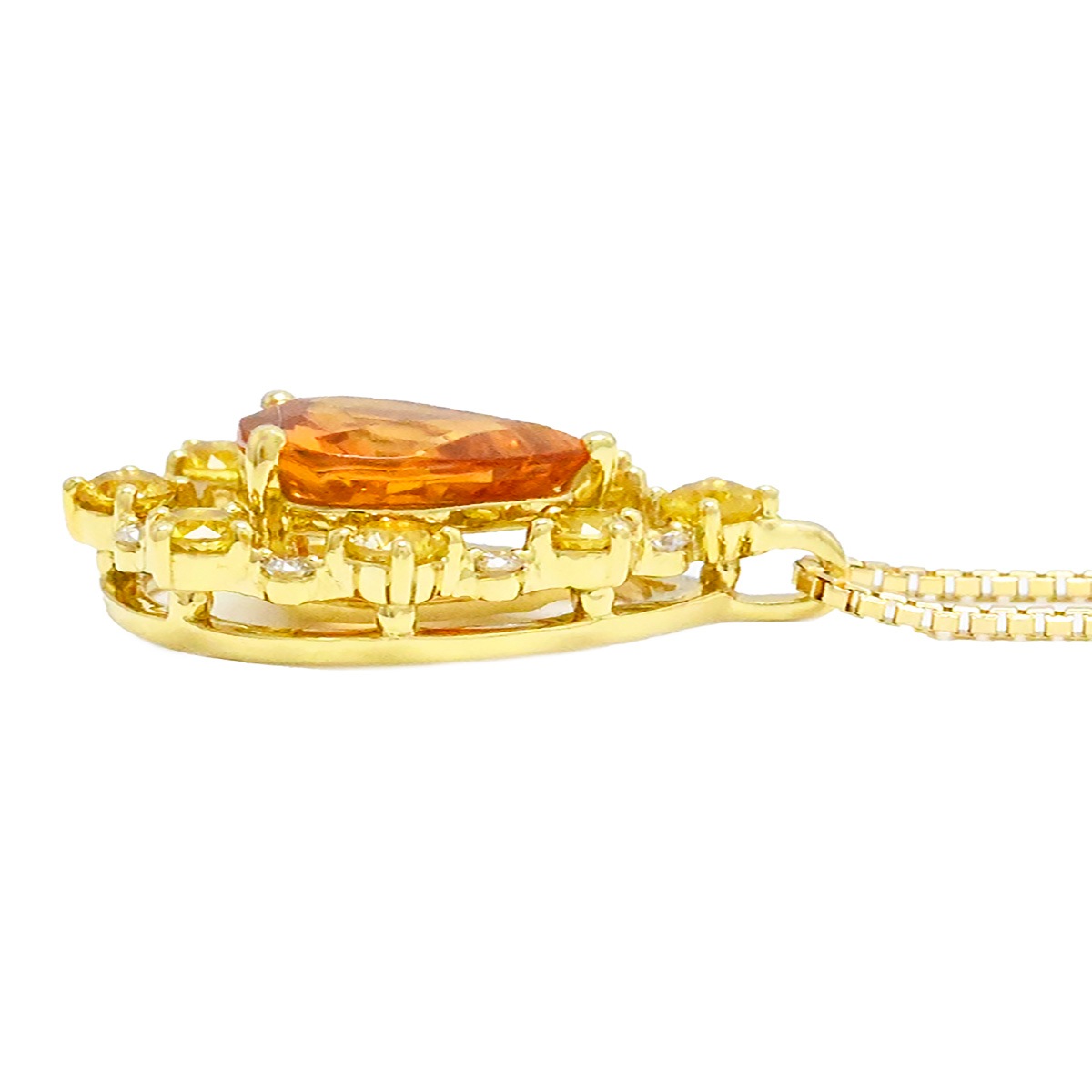 タサキ TASAKI K18YG イエローゴールド ガーネット1.73ct ダイヤ0.06ct ペアシェイプ ネックレス ペンダント レディース  2125