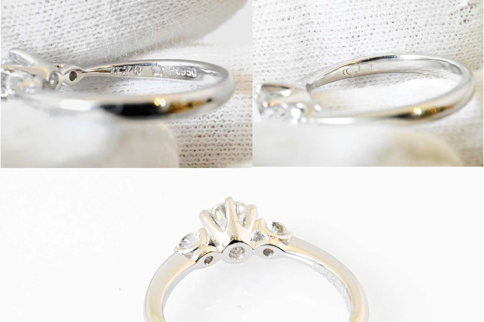 ジュエリー ノンブランド ＰT950 プラチナ ダイヤダイヤ0.28ct 0.11ct 一粒ダイヤ ピンキーリング 4.5号 レディース ノンブランドジュエリー 6971