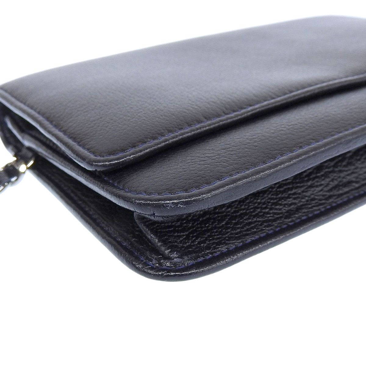 シャネル CHANEL カメリア チェーンウォレット 長財布 レザー ブラック レディース 12番台 8610