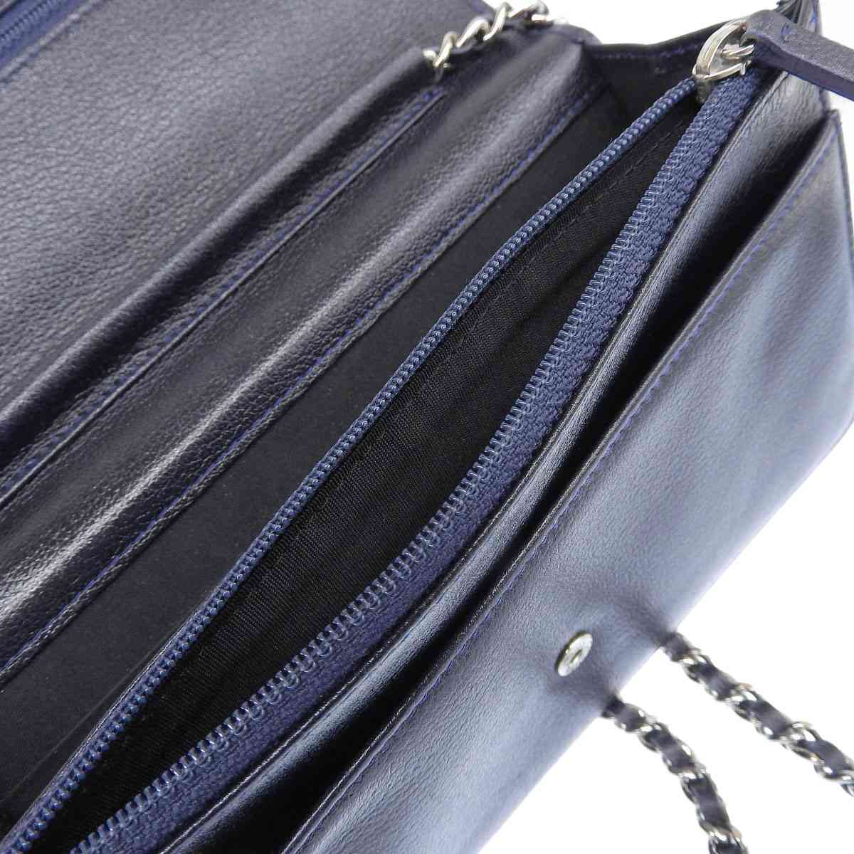 シャネル CHANEL カメリア チェーンウォレット 長財布 レザー ブラック レディース 12番台 8610