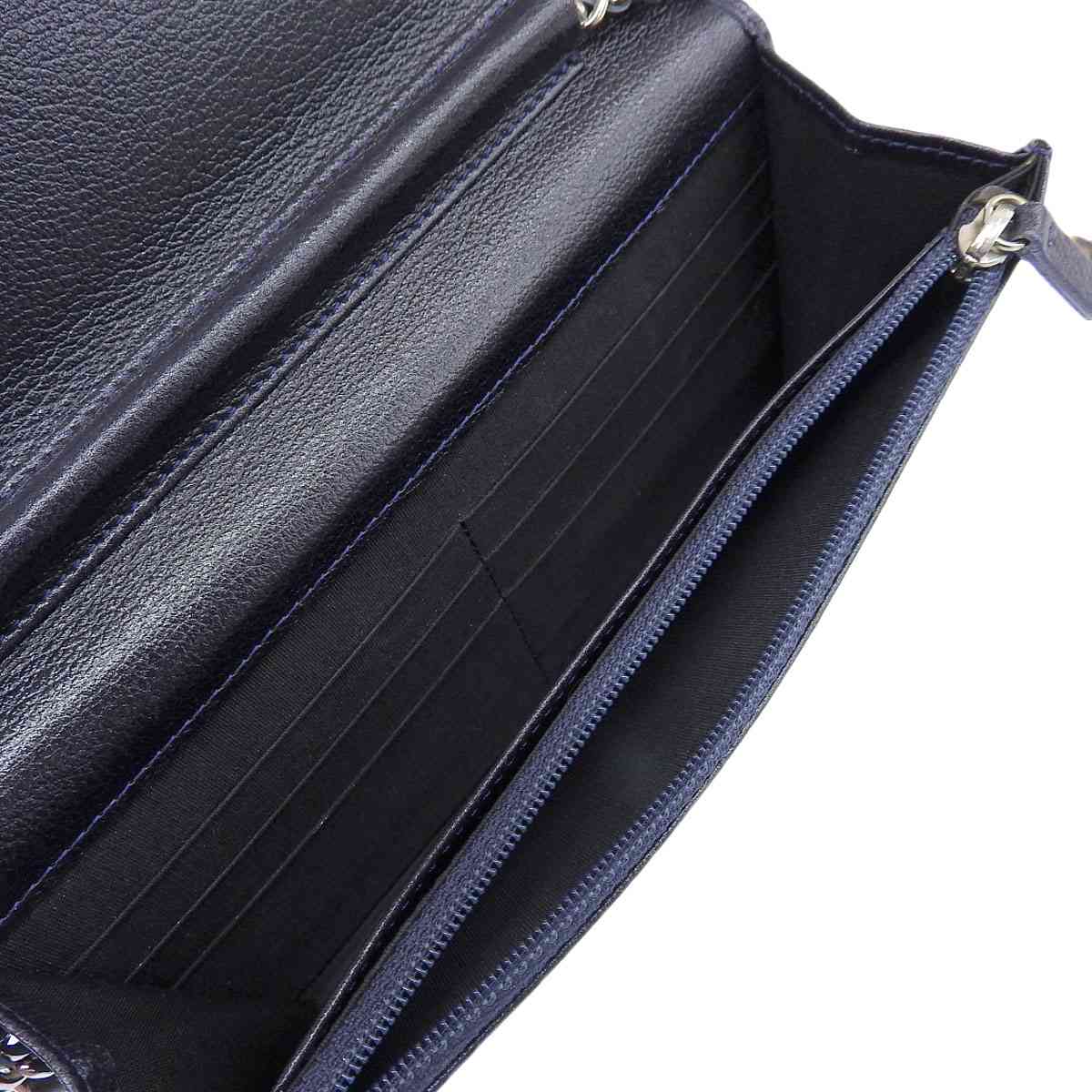 シャネル CHANEL カメリア チェーンウォレット 長財布 レザー ブラック レディース 12番台 8610