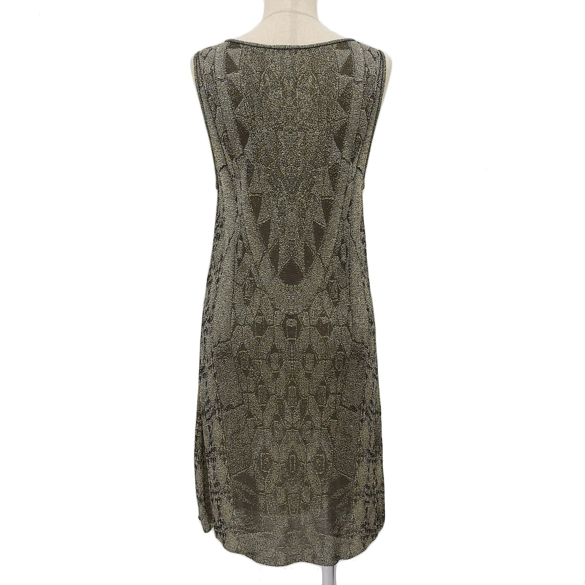 シャネル CHANEL ラメ入り ワンピース ノースリーブ ココマーク金具 ブラック×ゴールド サイズ42 レディース 2010年 国内正規店タグ 4405